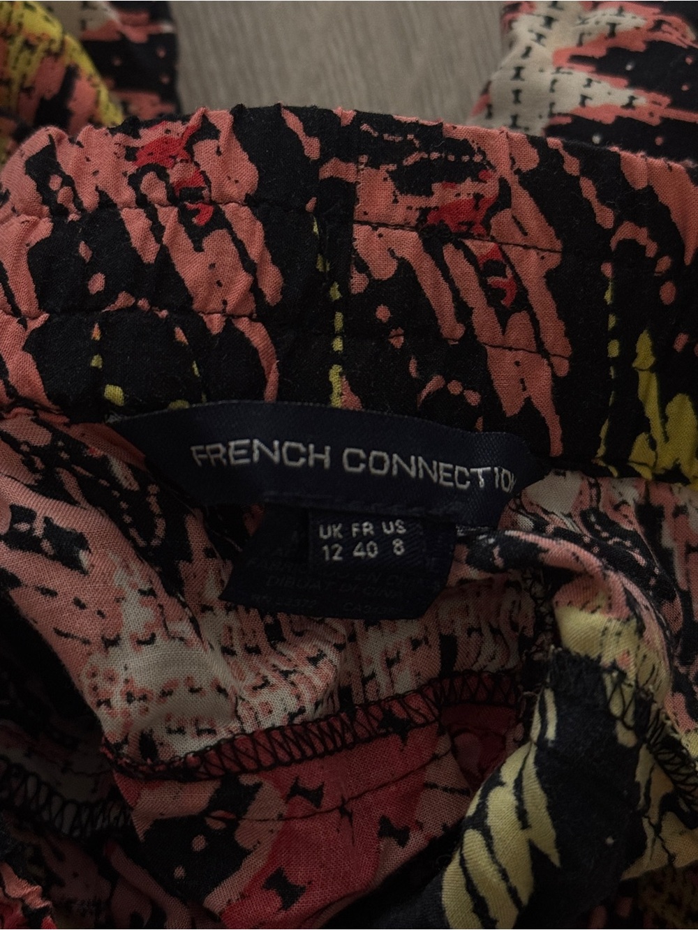 French Connection Black, Pink & Yellow Abstract shorts
